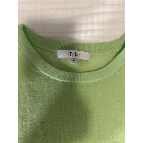 Tibi Skinlike Mercerized Wool Sleeveless Sweater in Pale Lime - Picture 3 of 4